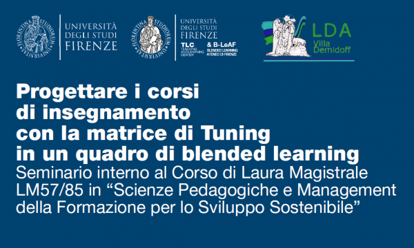 Progettare i corsi di insegnamento con la matrice di Tuning in un quadro di blended learning, Pratolino-Villa Demidoff 14 luglio 2023.